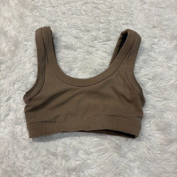 Alo Yoga Tan Ribbed Sports Bra - Picture 3 of 4